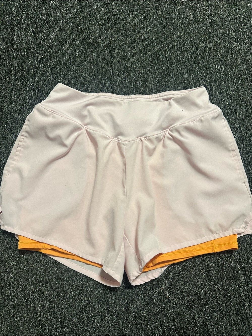tek gear Pale Pink Athletic Shorts with Orange Inner Layer